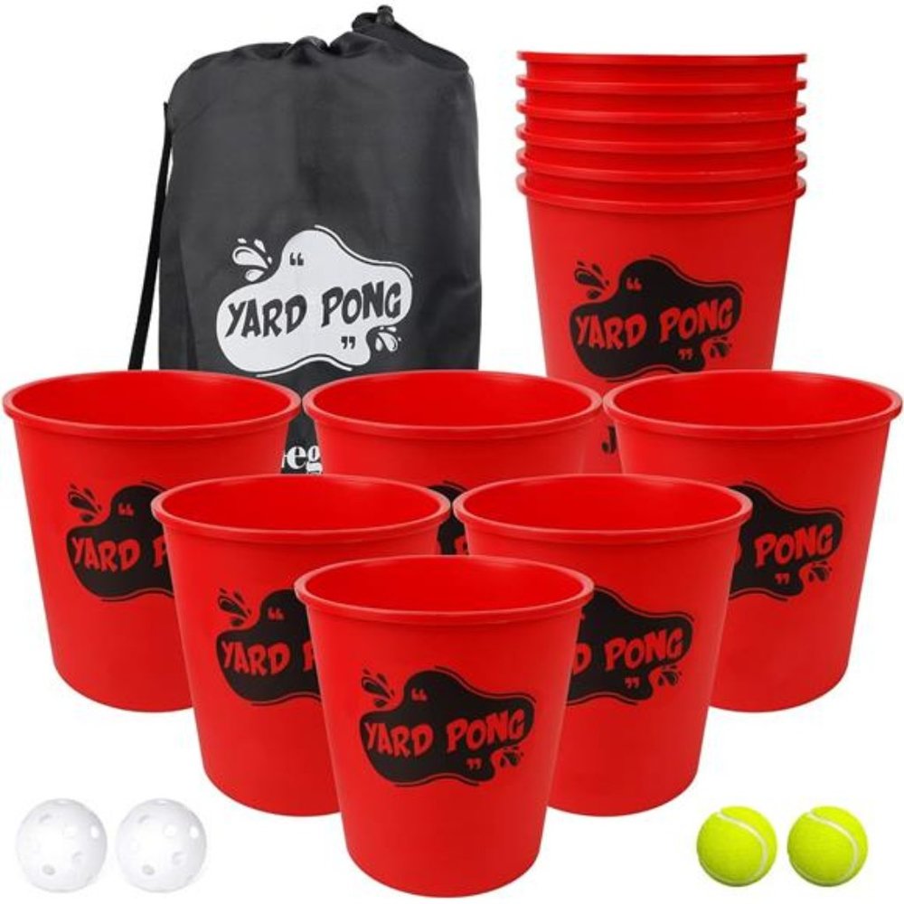Outdoor Yard Games Set with Durable Buckets and Balls, Toss Game Throwing Game